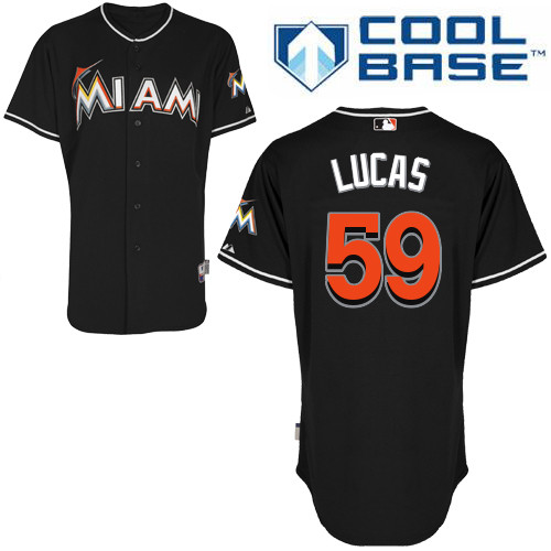 Ed Lucas #59 MLB Jersey-Miami Marlins Men's Authentic Alternate 2 Black Cool Base Baseball Jersey